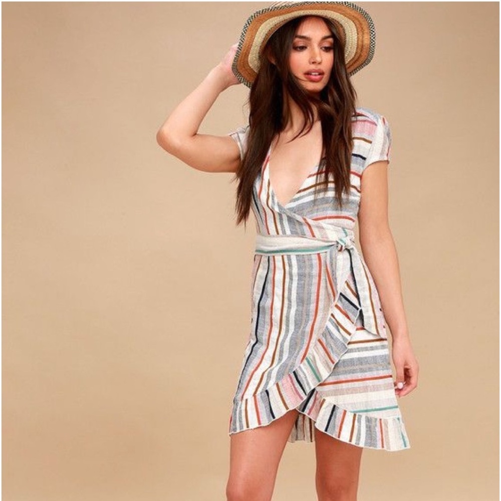 Free People‎ Wrap It Up Striped Wrap Dress